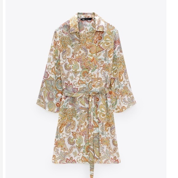 Zara Paisley Print Tunic Dress Flowy XS - Picture 8 of 9